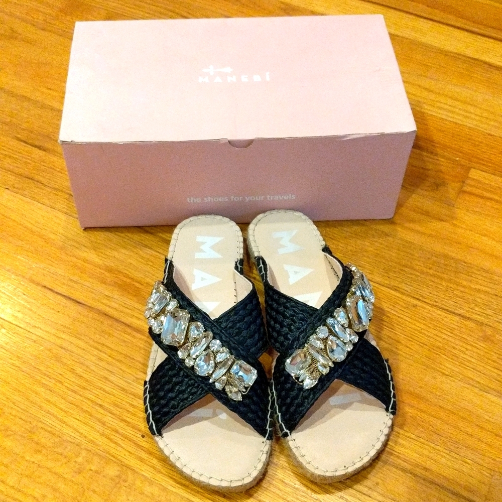 Manebi Raffia Espadrille Sandals